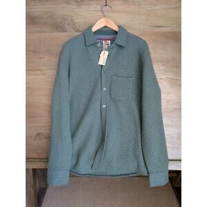NWT Relwen Bubble Knit Shirt Jacket Mens M Shale Green Quilt Jacquard Button-Up